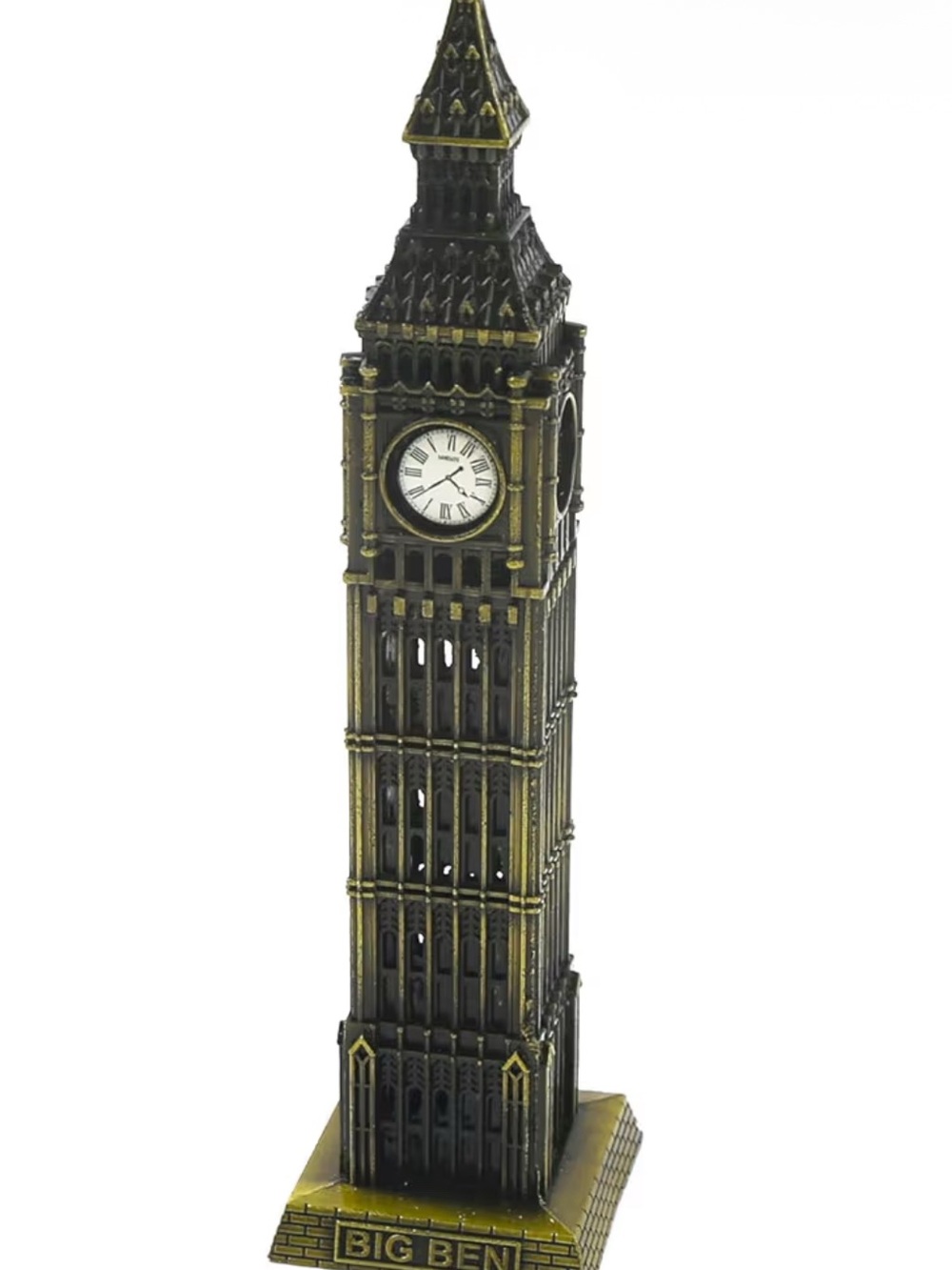 Decorative Tower Clock Replica in Black and Gold - Home Wall Decor